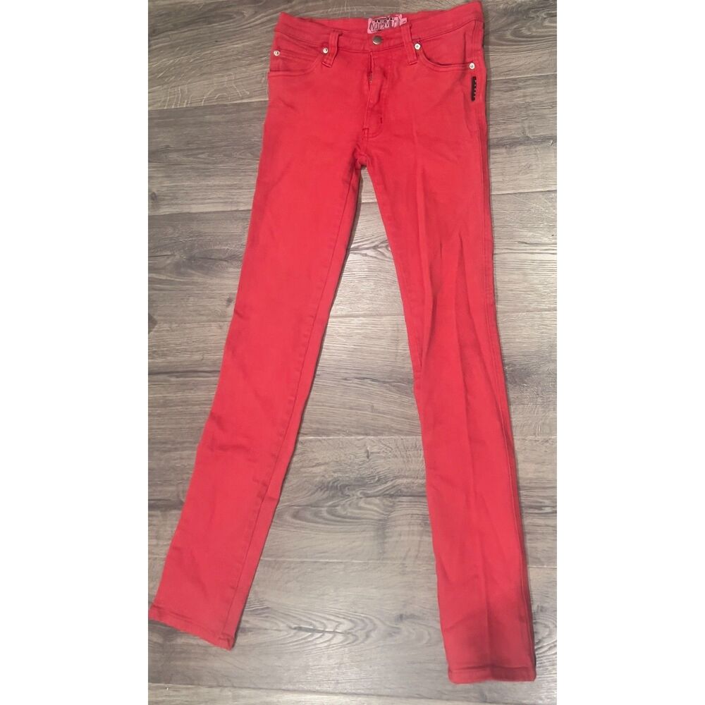 Trash and Vaudeville Womens Red Skinny Jeans  Size 28 Punk Rock Y2K Stetch Denim